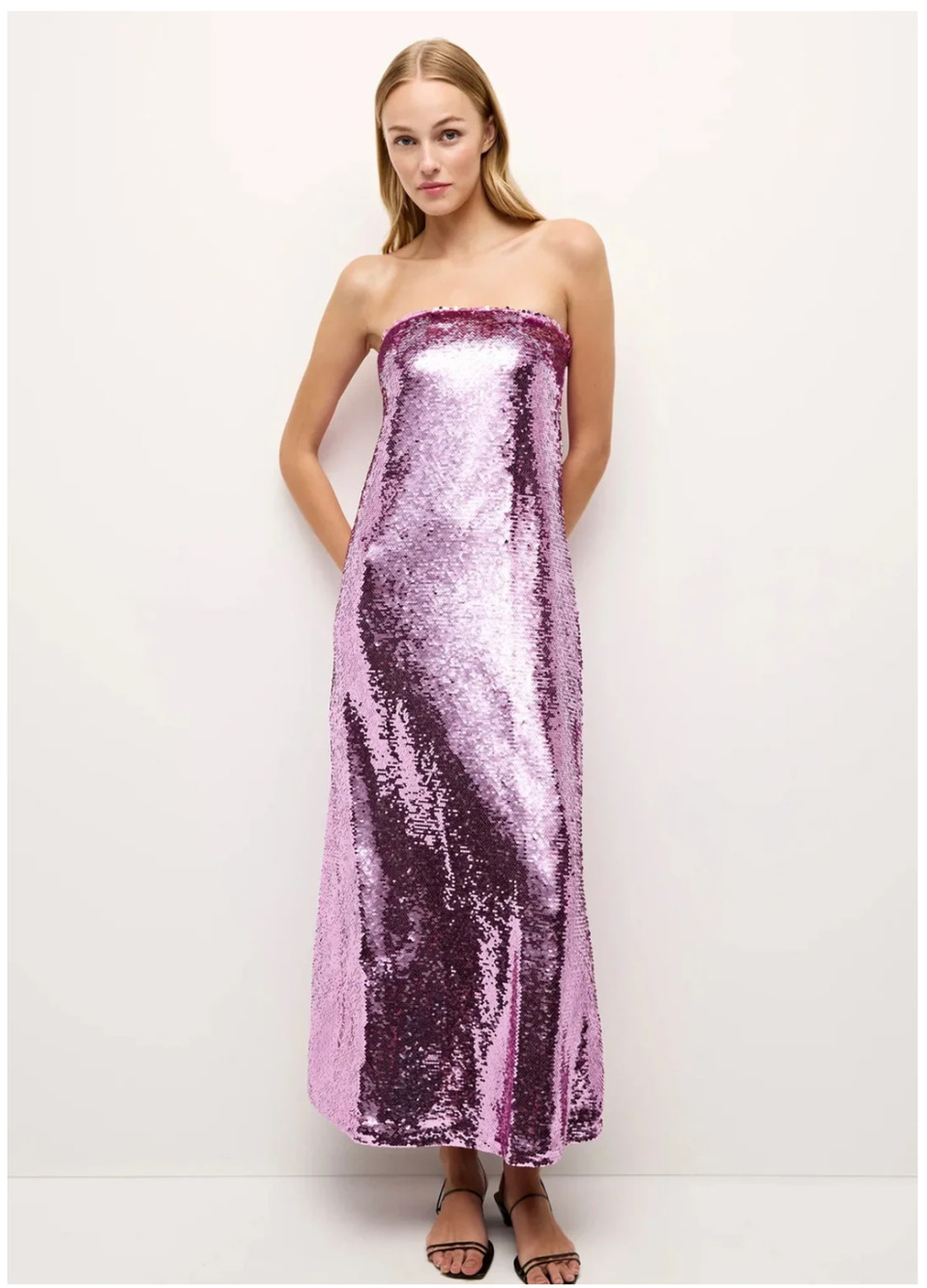 MARIE OLIVER NWT Nalonie Strapless Pink Sequin Dress // 8